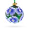 Blue Orchids on Verdant Green Glass Ball Christmas Ornament 3.25 Inches
